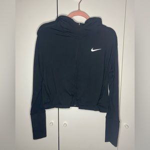 Nike Running Dri- Fit Black Lightweight Cropped Hoodie Size Medium